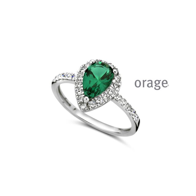 Orage ring AW0225 ZILVER groen