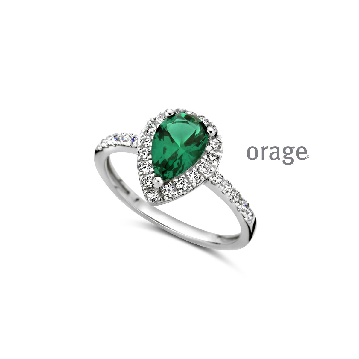 Orage ring AW0225 ZILVER groen
