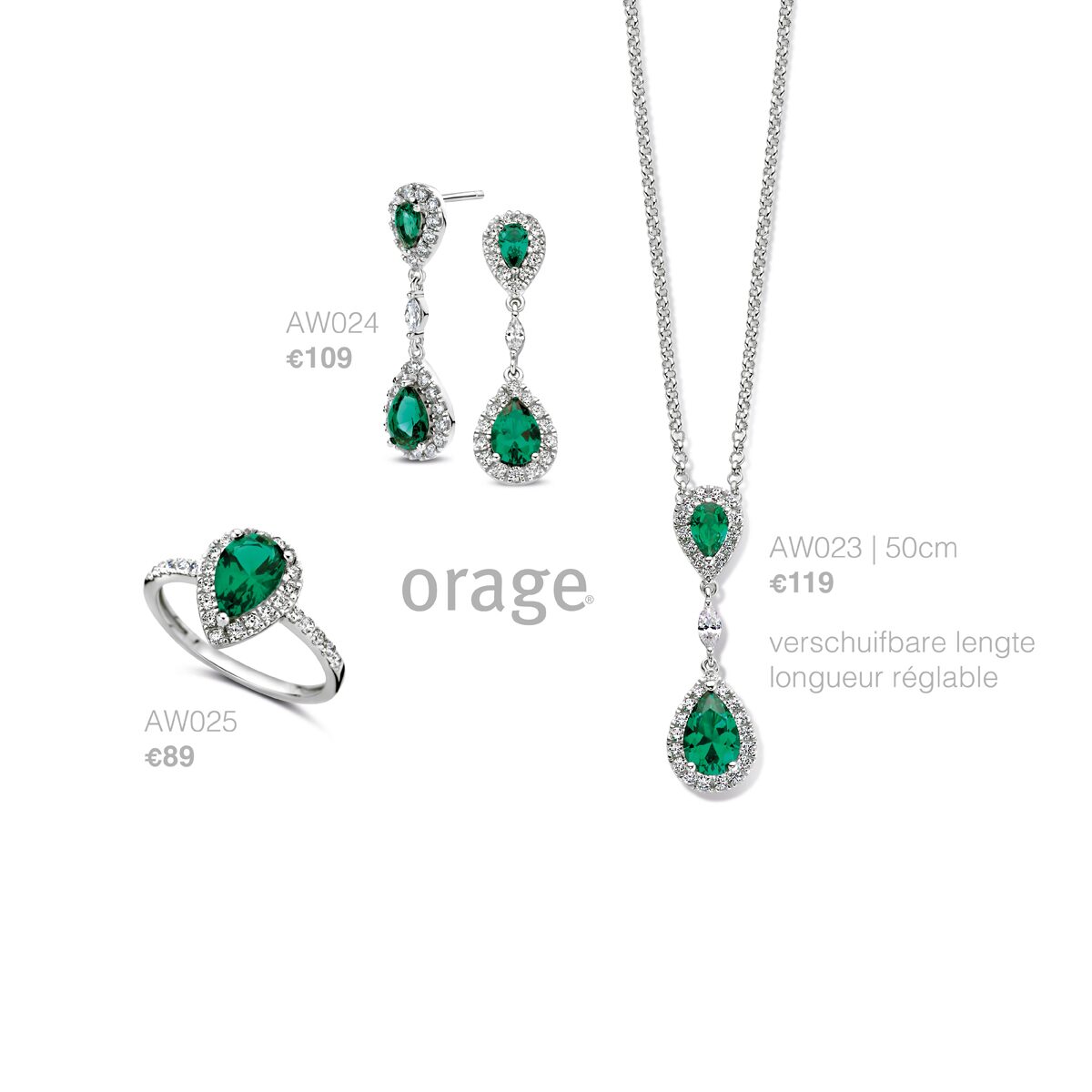 Orage ring AW0225 ZILVER groen