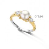 BB334  parelring  zilver bicolor