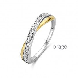 BA081 ring zilver bicolor zirconium 
