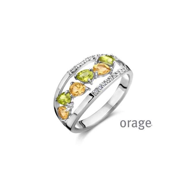 Orage ring AW159 zilver peridot citrine 