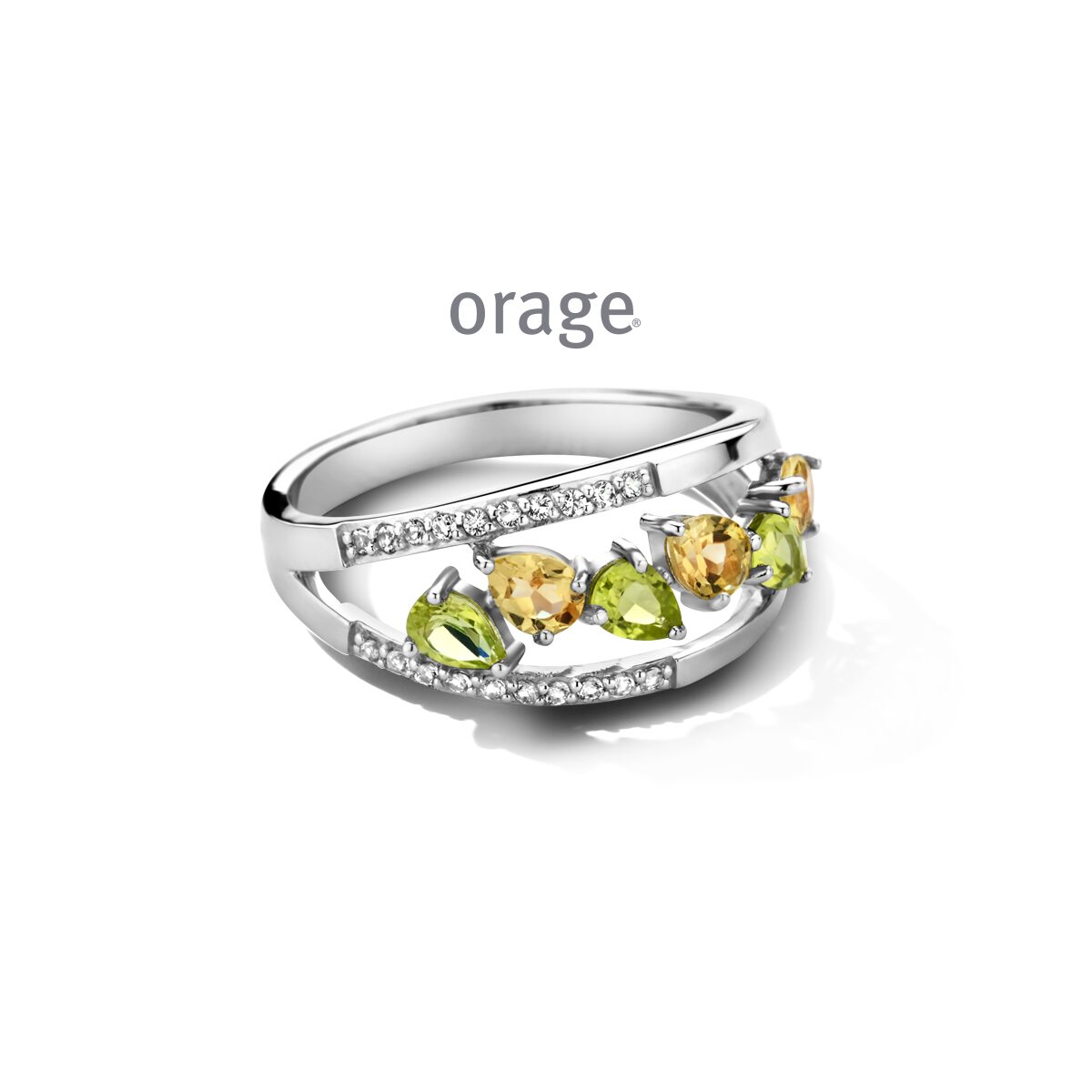 Orage ring AW159 zilver peridot citrine 
