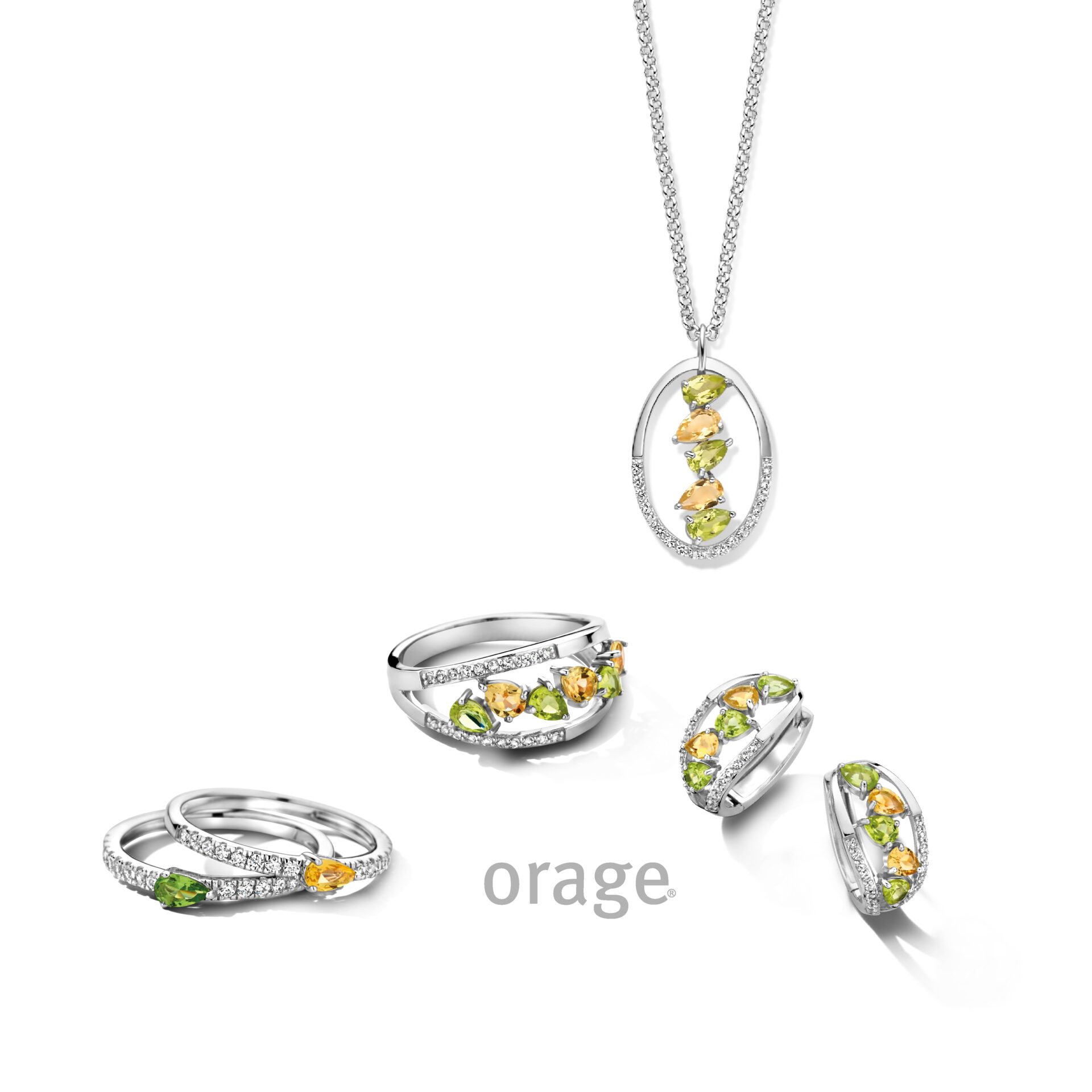 Orage ring AW159 zilver peridot citrine 