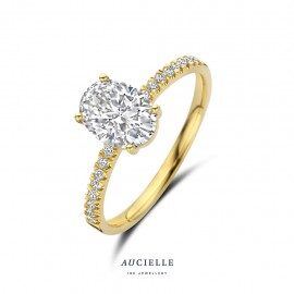 AR0074C ring geelgoud ovaal zirconium