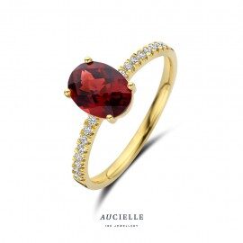 AR0078C Ring GEELGOUD 18CT ovaal rhodoliet met zirconium