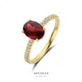 AR0078C Ring GEELGOUD 18CT ovaal rhodoliet met zirconium