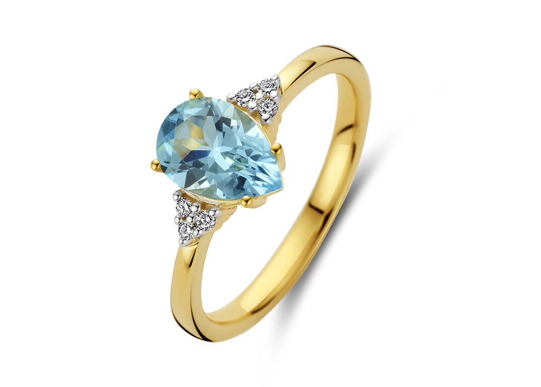 Y2423 ring geelgoud 18ct topaas & briljanten 0.050ct