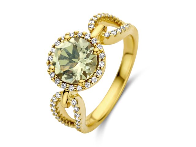 You and Me Ring  geelgoud groene amethyste y2210 Briljant 0.290ct