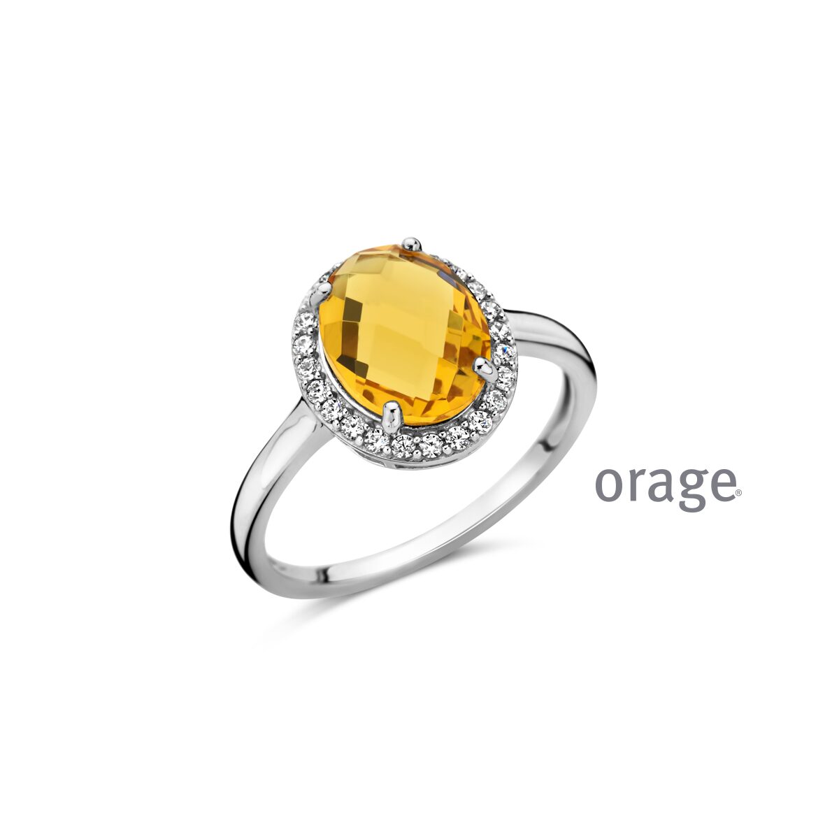 Orage ring AW156  zilver oranje 