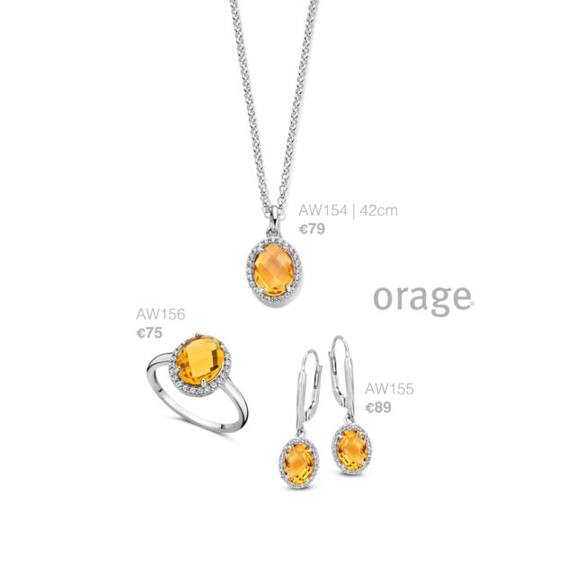 Orage ring AW156  zilver oranje 