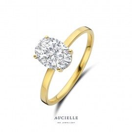 AR0073c geelgoud 18ct met ovaal witte zirconium