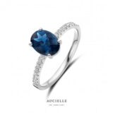 AR0081W Ring Witgoud 18ct ovaal London blauwe topaas ZIRCONIUM