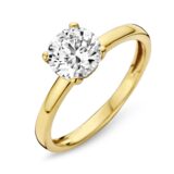 Y0664 ring you and Me 18ct geelgoud zirconium  Diameter steen  7mm