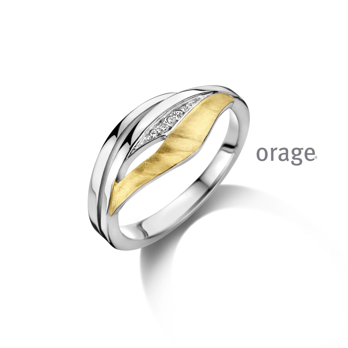 Orage ring AW096 zilver verguld zirxonium 