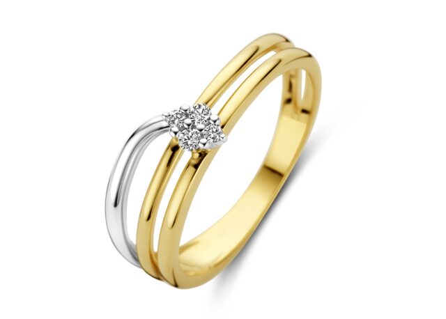 Y2376 Ring  wit en geel goud 18ct briljanten 0.060ct