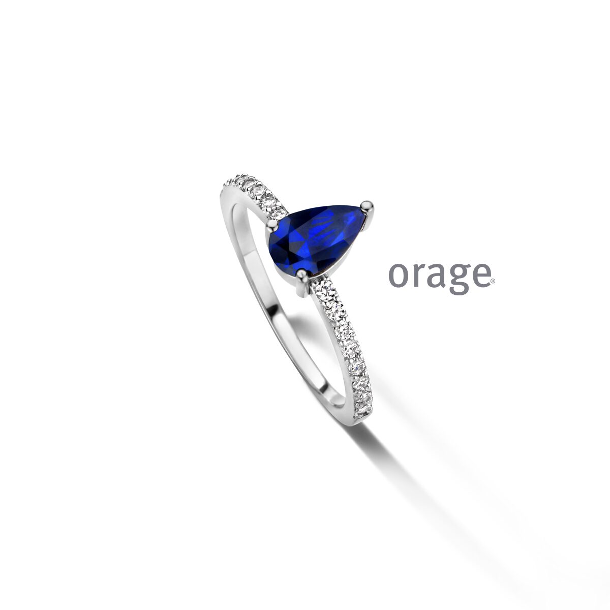 Orage ring AW003 ZILVER blauw