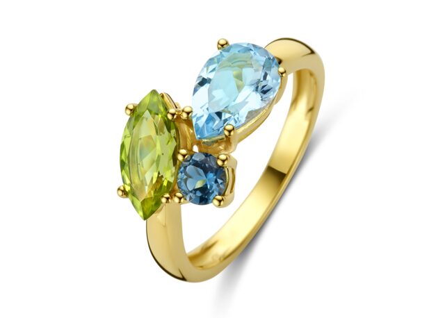 Y2484 Ring 18ct geelgoud  topaas london  skye blue - Peridot