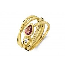 Emotions ring E556 18ct geelgoud briljant 0.060ct roze toermalijn