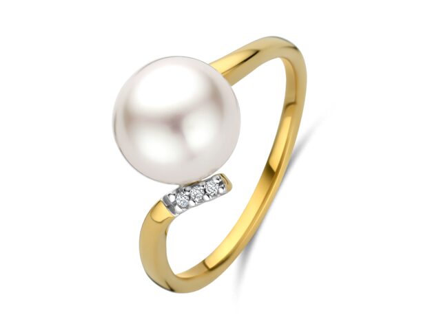 v5004 Parelring 18ct brijant 0.015ct