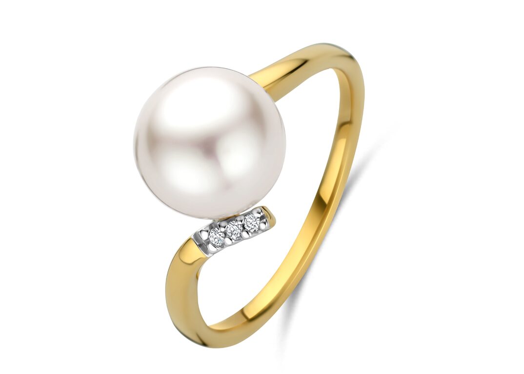 v5004 Parelring 18ct brijant 0.015ct