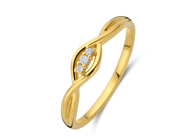 v4991 geelgouden ring 18ct briljant 0.030ct 