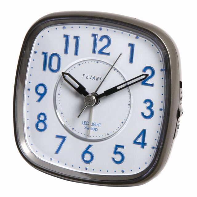Wekker pevanda alarm klok led ligh blue snooze grijs