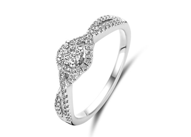 y2444 You and Me Solitair 18ct wit goud  briljant 0.400ct