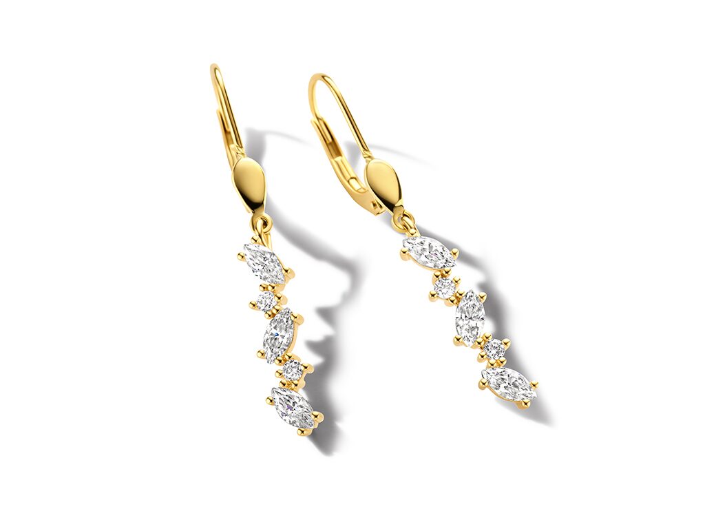 Y1659 You and me slingeroorbel 18ct geelgoud met zirconium 
