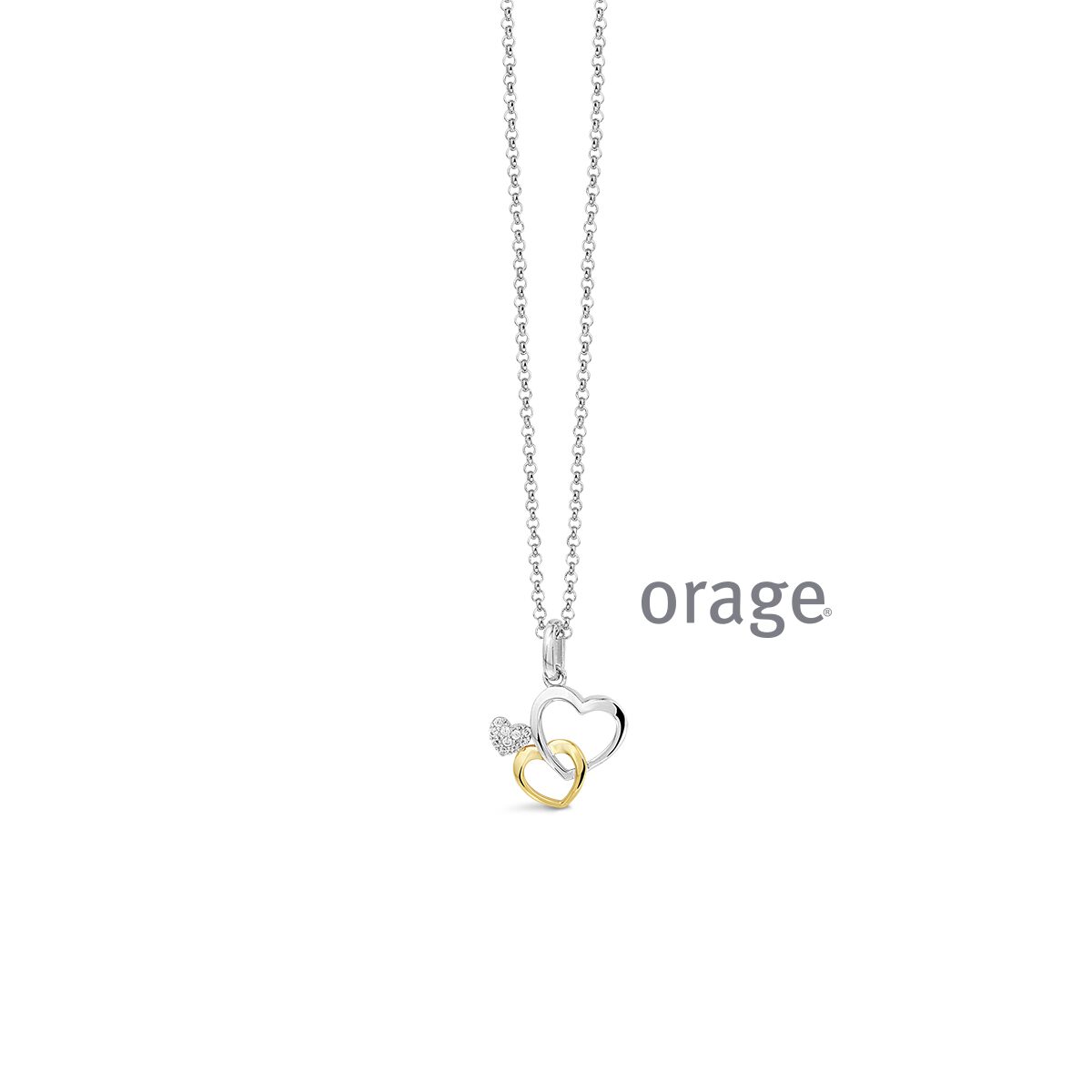 Bb230 ketting hart zilver verguld geel zirconium