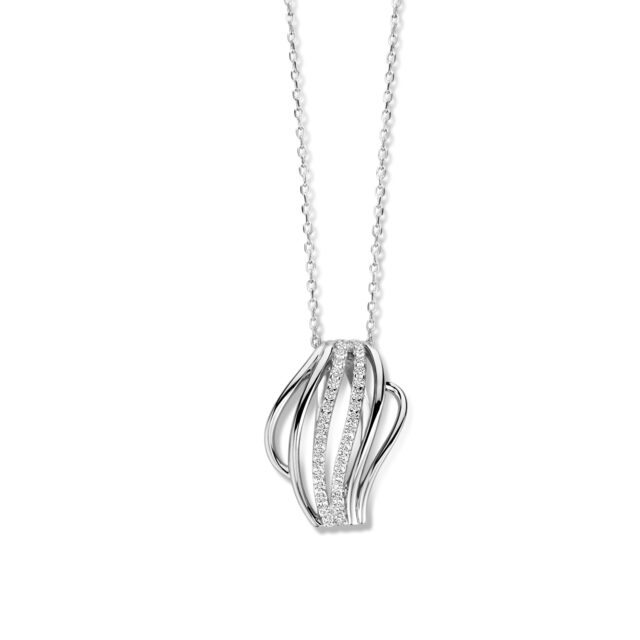 N4g57  zilveren ketting met hanger met zirconium