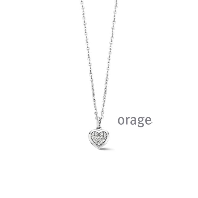 Orage zilveren ketting hart 