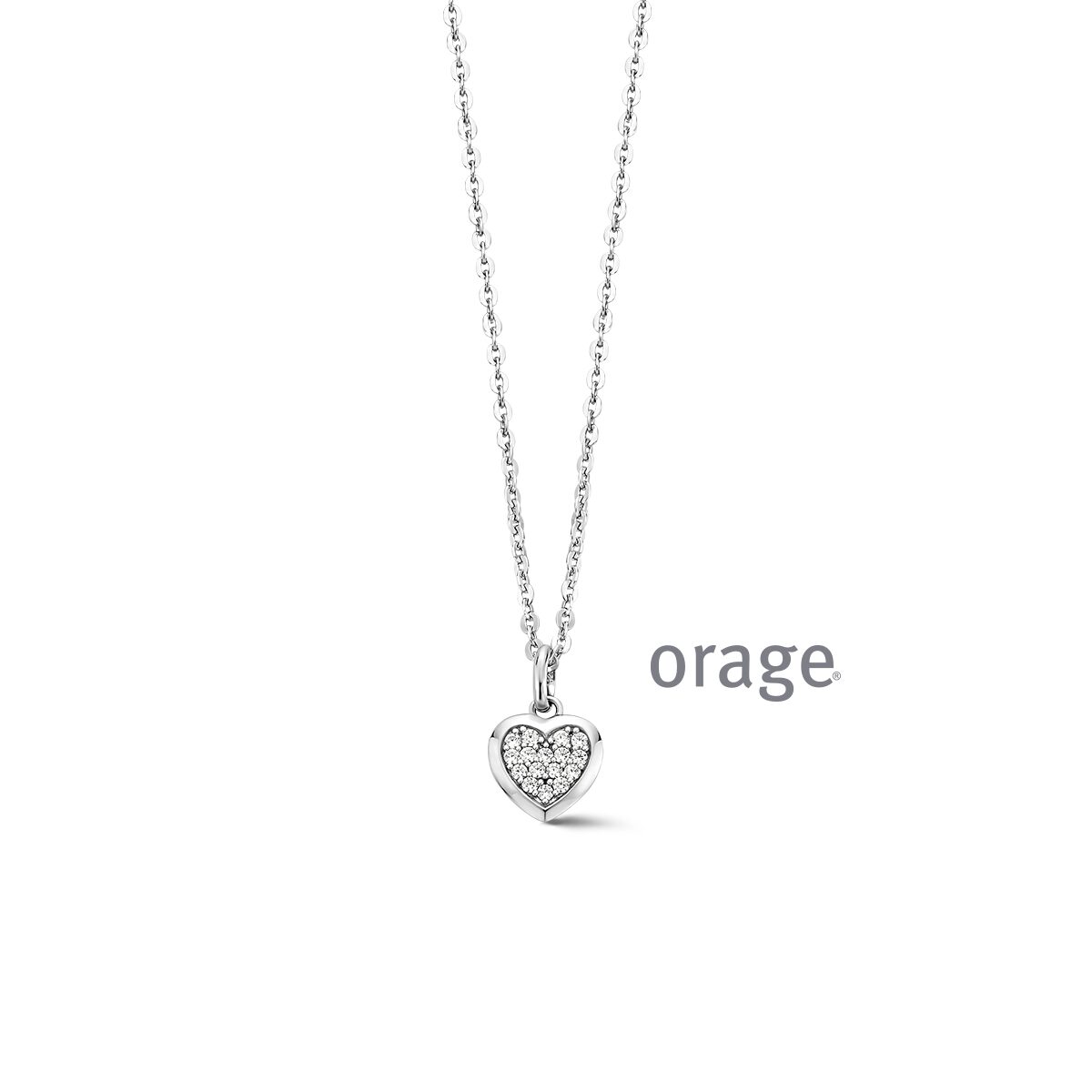 Orage zilveren ketting hart 