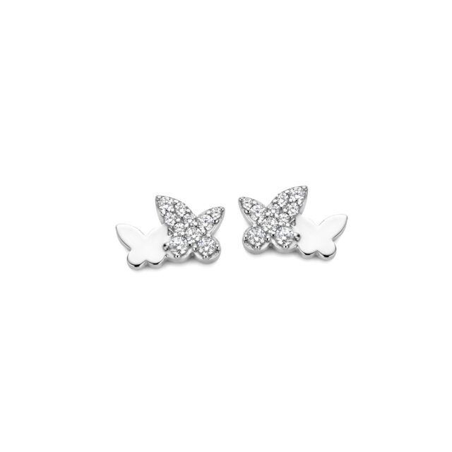 Naiomy zilver oorringen  met vlindermotief & zirconium