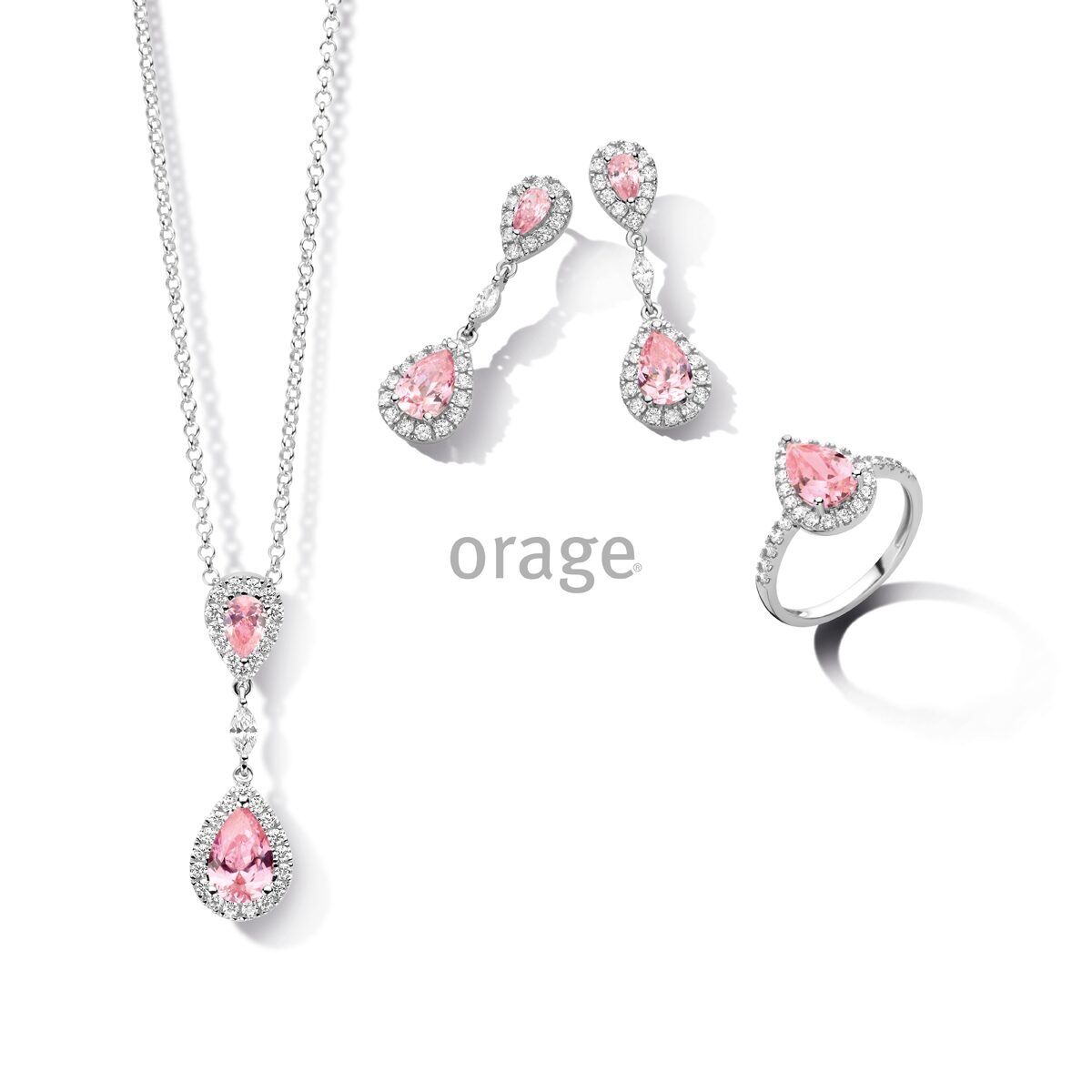 Orage ring zilver roze zirconium