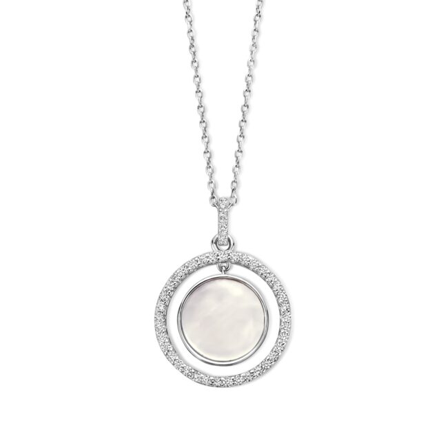 N4J59 ketting+ hanger parelmoer + zirconium 40-42-45cm Naiomy