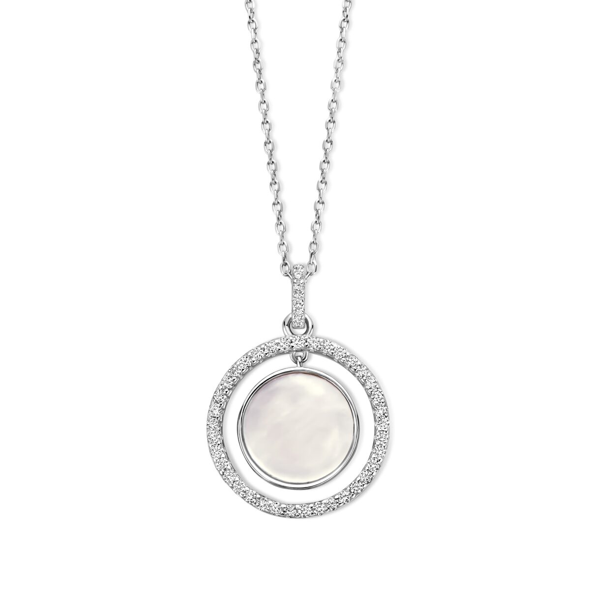 N4J59 ketting+ hanger parelmoer + zirconium 40-42-45cm Naiomy