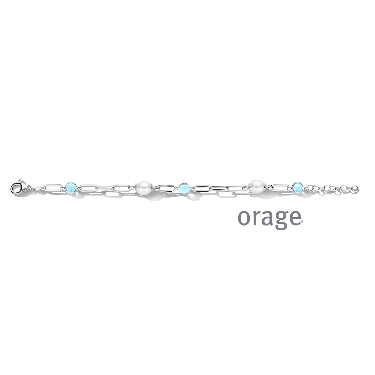 Orage armband parel blauw zilver