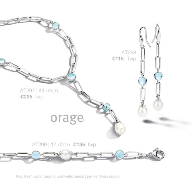 Orage armband parel blauw zilver