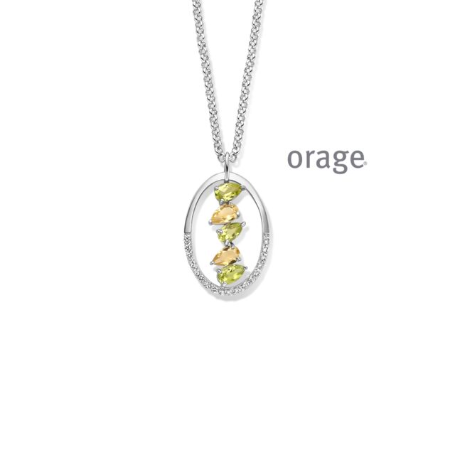 Oarge ketting AW157 Peridot citrine zilver