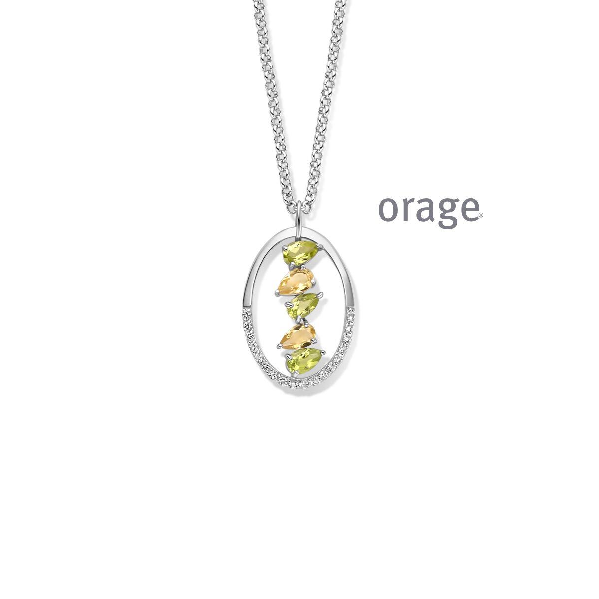 Oarge ketting AW157 Peridot citrine zilver