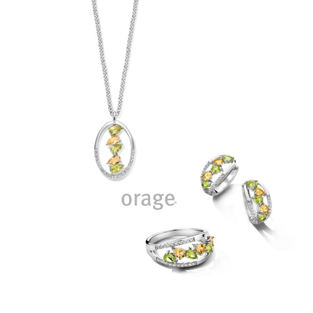 Oarge ketting AW157 Peridot citrine zilver