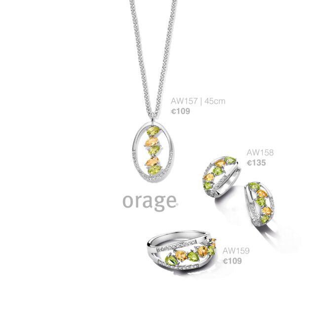 Oarge ketting AW157 Peridot citrine zilver