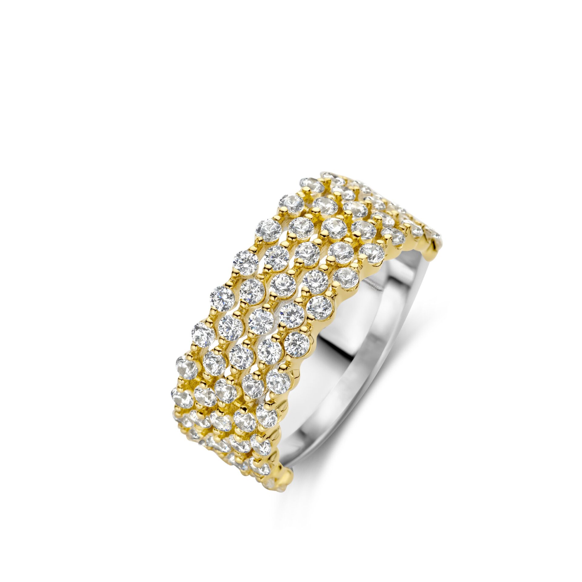 Naiomy zilver ring   verguld gezet met zirconium  