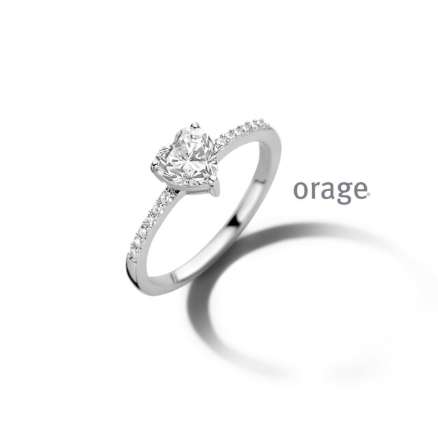 Orage ring zilver  hart zirconium