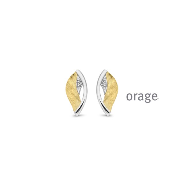 Aw094 Orage oorring zilver verguld