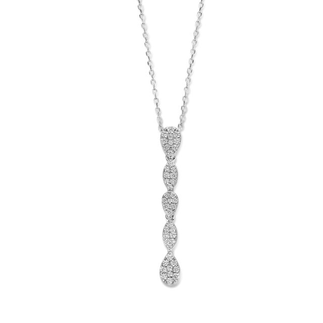 N4a58 zilveren ketting met hanger met zirconium