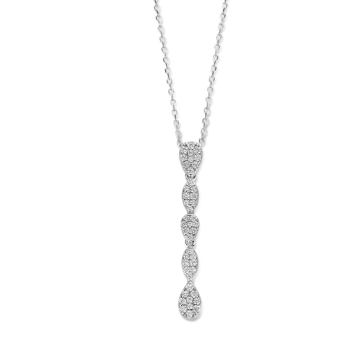 N4a58 zilveren ketting met hanger met zirconium
