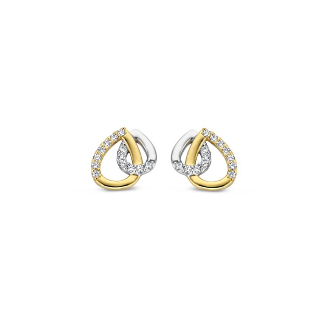 Naiomy zilver oorringen  bicolor met zirconium