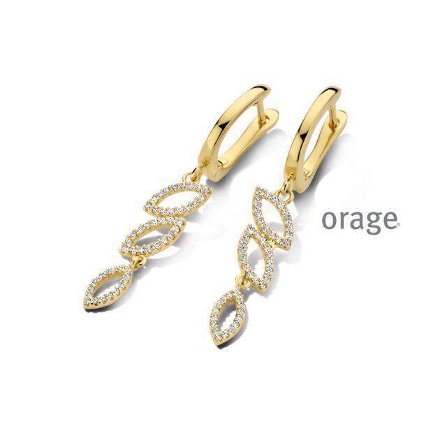 Aw099 Orage oorringen verguld geel